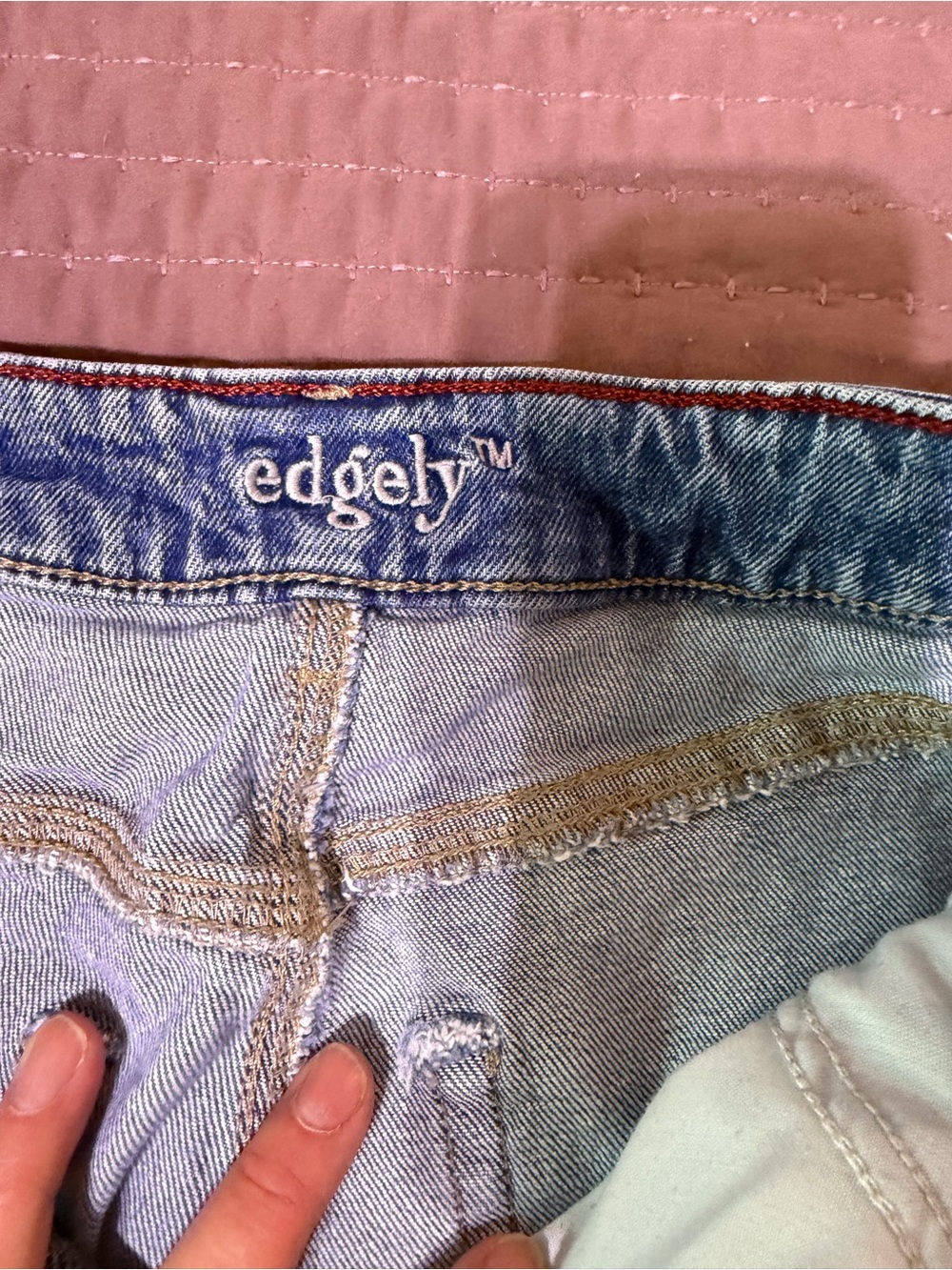 Women's Mid-Rise Straight Leg Distressed Blue Jeans - Picture 4 of 4